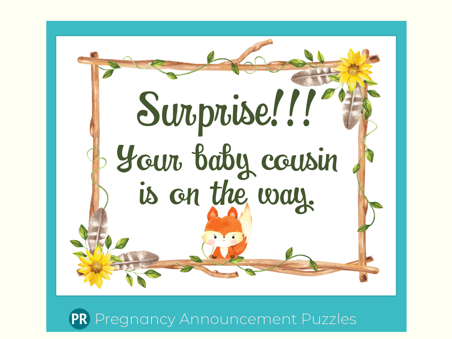 Sweet Baby Fox Pregnancy Puzzle - Add Your Message, Special Pregnancy Announcement, Tailored Expecting Gift