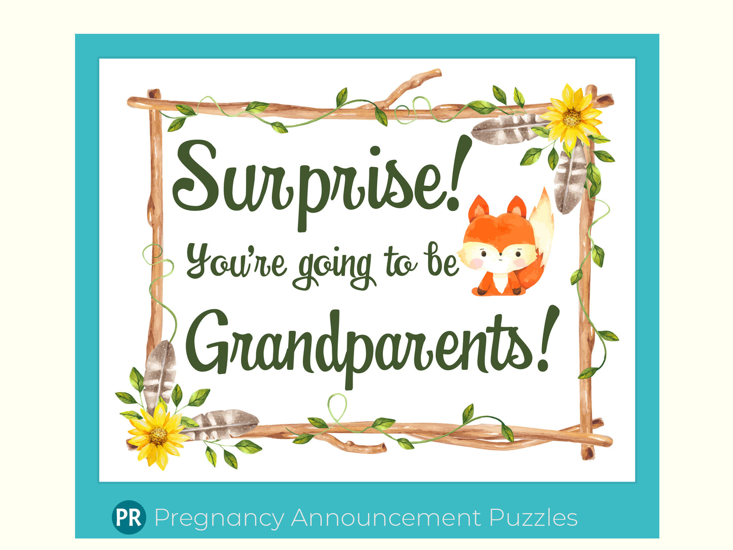 Sweet Baby Fox Pregnancy Puzzle - Add Your Message, Special Pregnancy Announcement, Tailored Expecting Gift
