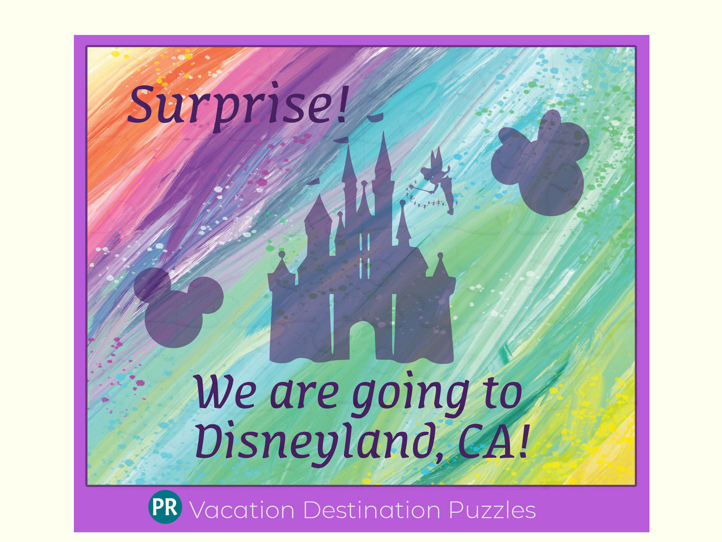 Surprise Disney Theme Park Trip Puzzle Reveal, Vacation Announcement with Custom Message, Pack Your Bags, Personalized Gift