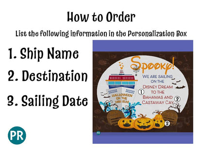 Disney Halloween on the High Seas Cruise Reveal Puzzle with Custom Message, Sailing on the Wish, Dream, Wonder, Fantasy, Treasure, and Magic