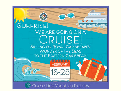 Ocean Cruise Reveal Jigsaw Puzzle with Custom Message, Unwrap Your Sea Adventure Vacation, Unique Gift