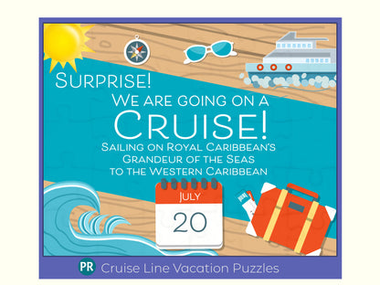 Ocean Cruise Reveal Jigsaw Puzzle with Custom Message, Unwrap Your Sea Adventure Vacation, Unique Gift