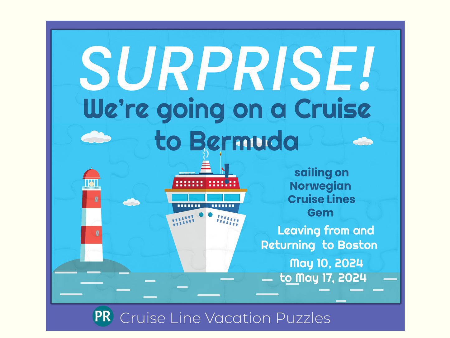 Custom Cruise Reveal Puzzle with Message - Personalized Family Vacation Surprise, Nautical Adventure, Unique Gift Idea